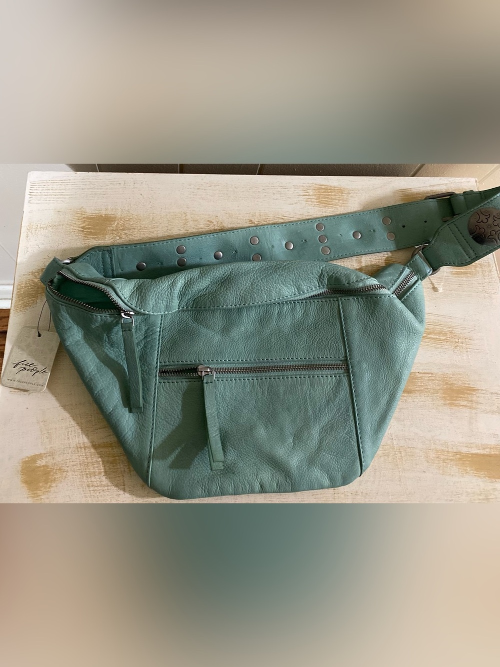 Free People Wilder Embellished Sling Bag in spellbound spearmint brand new